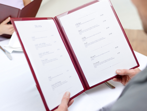 Restaurant menu writing